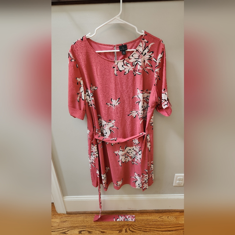 Worthington Womens Mauve/ Pink Floral Textured Dress XL